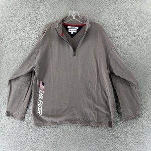 Tommy Hilfiger Athletics 1/4 Zip Pullover Large Gray Elbow Pad VTG‎ 90s READ